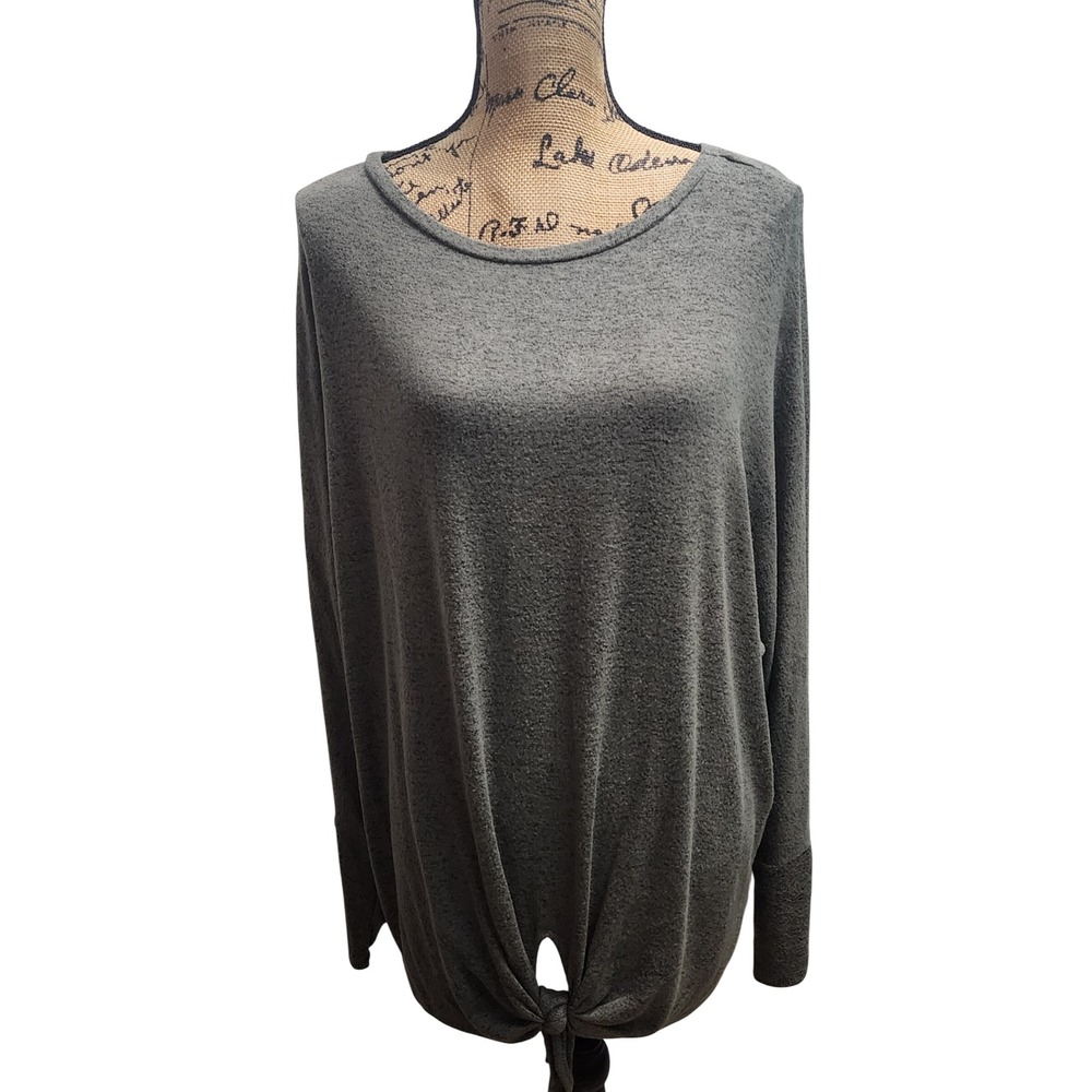 NEW DIRECTIONS STUDIO Women's Gray Long Sleeve Tie‎ Front Top XL